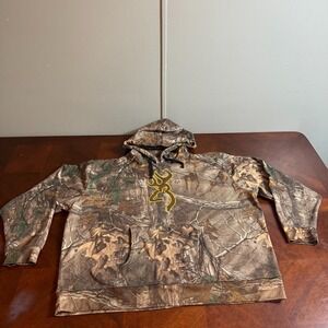 Browning Realtree Camo Hoodie 3XL Mens Hunting Deer Logo Pullover Sweatshirt